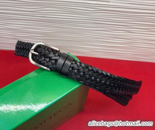 Top Grade Bottega Veneta Woven Leather Belt 3cm with Pin Buckle BV031601 Black 2026