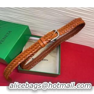 Shop Discount Bottega Veneta Woven Leather Belt 3cm with Pin Buckle BV031601 Brown 2026