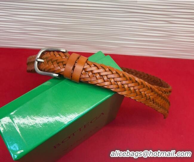 Shop Discount Bottega Veneta Woven Leather Belt 3cm with Pin Buckle BV031601 Brown 2026