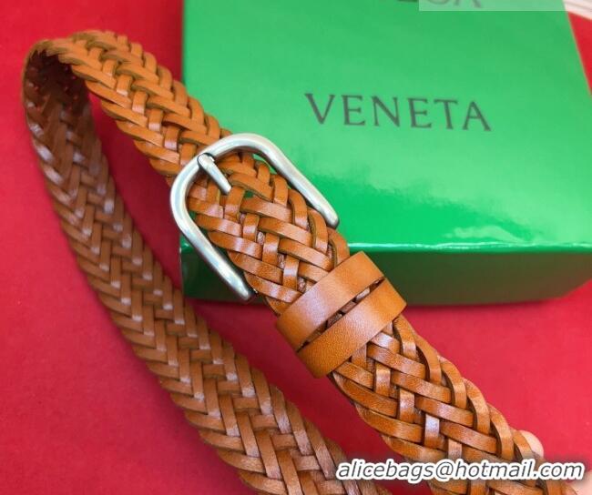 Shop Discount Bottega Veneta Woven Leather Belt 3cm with Pin Buckle BV031601 Brown 2026