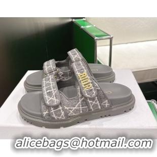 Shop Duplicate Dior Dioract Flat Slides Sandal in Grey Tweed 2026 60302118
