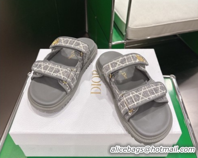 Shop Duplicate Dior Dioract Flat Slides Sandal in Grey Tweed 2026 60302118