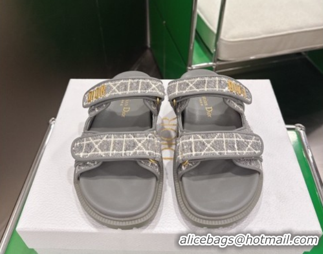 Shop Duplicate Dior Dioract Flat Slides Sandal in Grey Tweed 2026 60302118