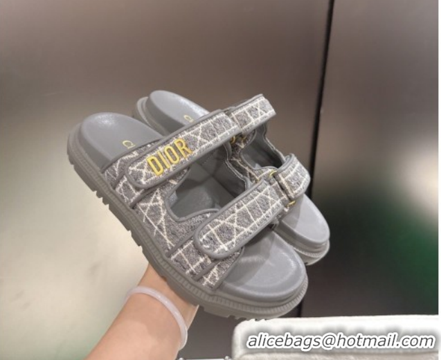 Shop Duplicate Dior Dioract Flat Slides Sandal in Grey Tweed 2026 60302118