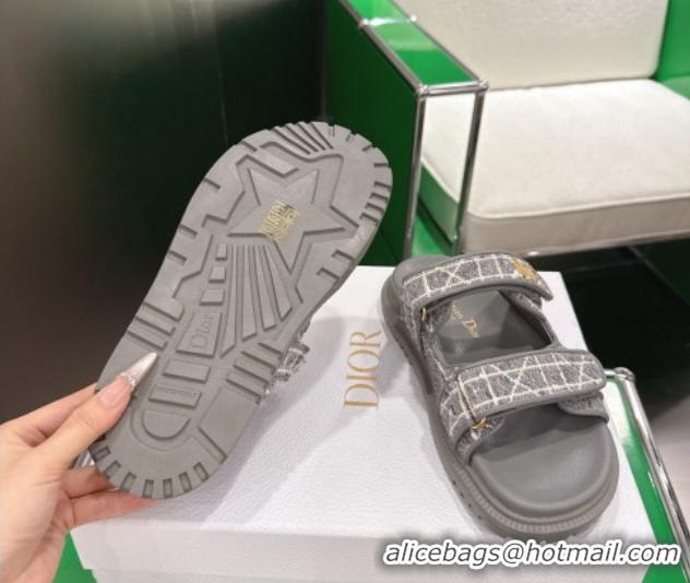 Shop Duplicate Dior Dioract Flat Slides Sandal in Grey Tweed 2026 60302118