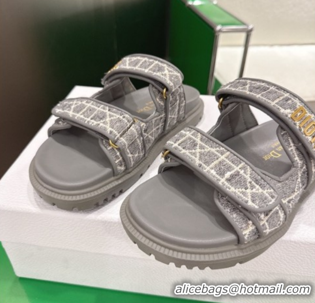 Shop Duplicate Dior Dioract Flat Slides Sandal in Grey Tweed 2026 60302118