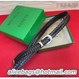 Most Popular Bottega Veneta Woven Leather Belt 2.5cm with Pin Buckle BV031602 Black 2026