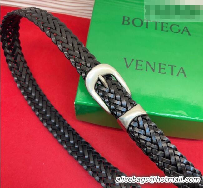Most Popular Bottega Veneta Woven Leather Belt 2.5cm with Pin Buckle BV031602 Black 2026