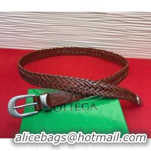 Top Design Bottega Veneta Woven Leather Belt 2.5cm with Pin Buckle BV031602 Brown 2026
