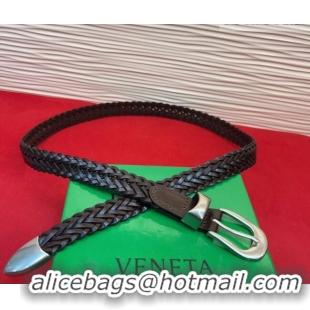 Luxury Cheap Bottega Veneta Woven Leather Belt 2.5cm with Pin Buckle BV031602 Chocolate 2026