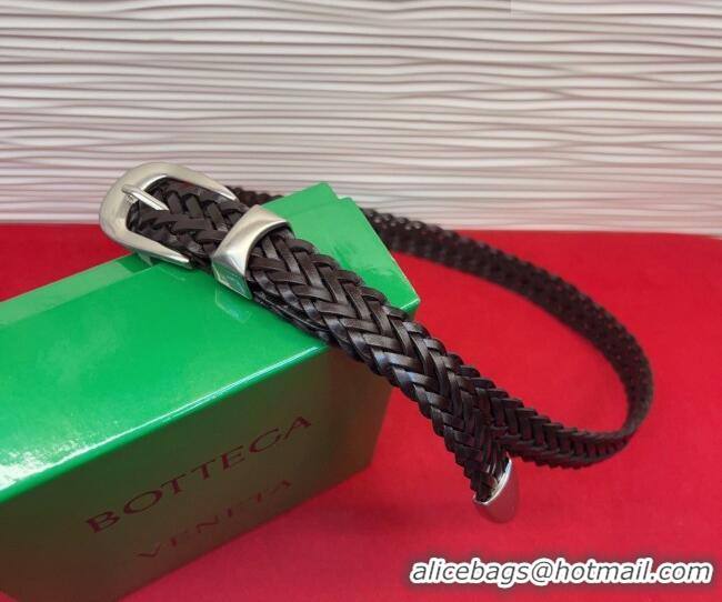 Luxury Cheap Bottega Veneta Woven Leather Belt 2.5cm with Pin Buckle BV031602 Chocolate 2026