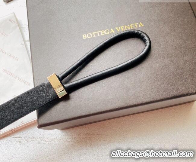 Pretty Style Bottega Veneta Lambskin Leather Knot Belt 2cm BV031603 Black 2026