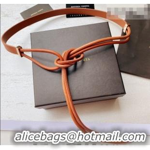 Best Price Bottega Veneta Lambskin Leather Knot Belt 2cm BV031603 Light Brown 2026