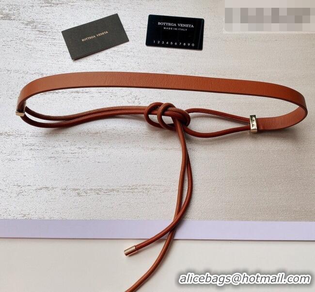 Best Price Bottega Veneta Lambskin Leather Knot Belt 2cm BV031603 Light Brown 2026