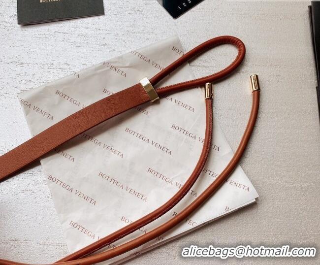 Best Price Bottega Veneta Lambskin Leather Knot Belt 2cm BV031603 Light Brown 2026