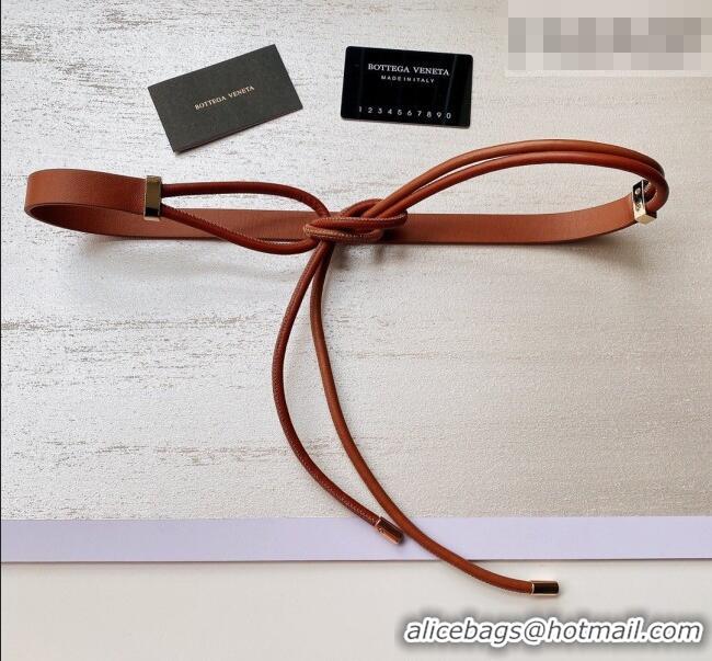 Best Price Bottega Veneta Lambskin Leather Knot Belt 2cm BV031603 Light Brown 2026
