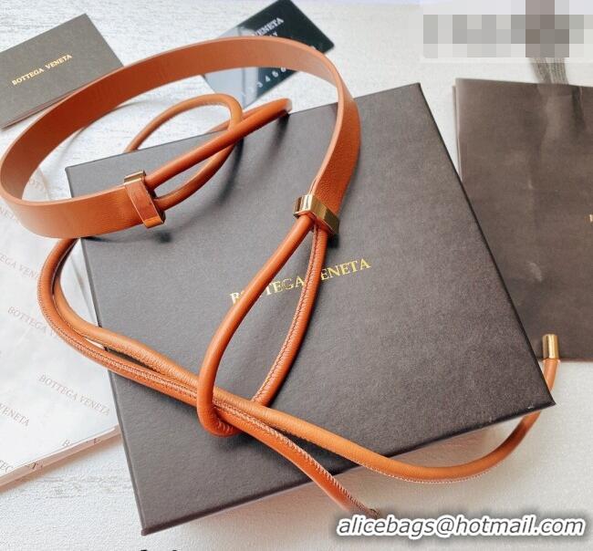Best Price Bottega Veneta Lambskin Leather Knot Belt 2cm BV031603 Light Brown 2026