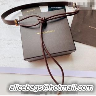 Best Quality Bottega Veneta Lambskin Leather Knot Belt 2cm BV031603 Dark Brown 2026