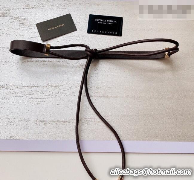 Best Quality Bottega Veneta Lambskin Leather Knot Belt 2cm BV031603 Dark Brown 2026