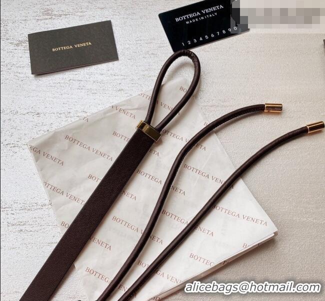 Best Quality Bottega Veneta Lambskin Leather Knot Belt 2cm BV031603 Dark Brown 2026