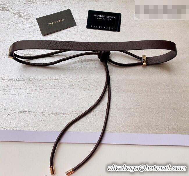 Best Quality Bottega Veneta Lambskin Leather Knot Belt 2cm BV031603 Dark Brown 2026