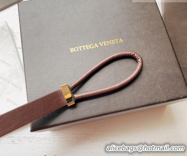 Best Quality Bottega Veneta Lambskin Leather Knot Belt 2cm BV031603 Dark Brown 2026