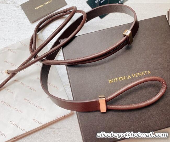 Best Quality Bottega Veneta Lambskin Leather Knot Belt 2cm BV031603 Dark Brown 2026