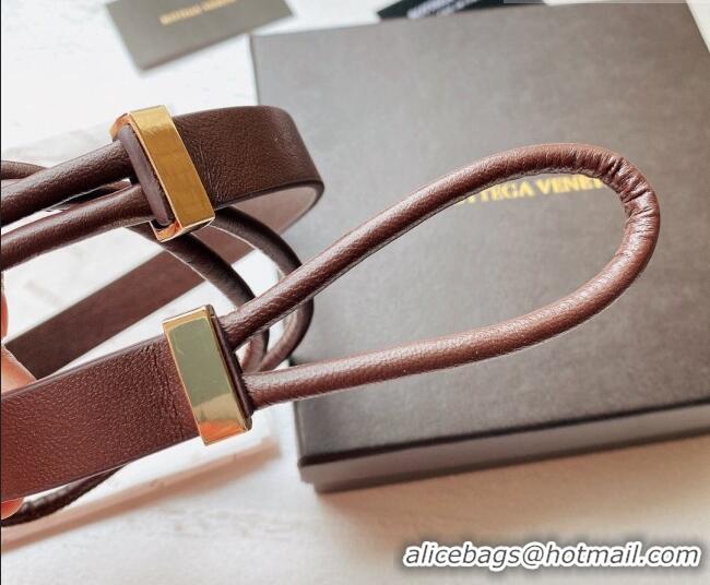 Best Quality Bottega Veneta Lambskin Leather Knot Belt 2cm BV031603 Dark Brown 2026