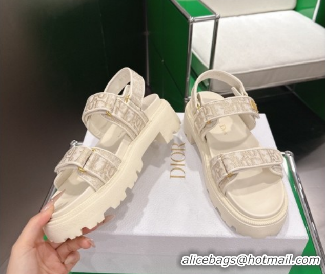 Most Popular Dior Dioract Platform Sandals in Oblique Embroidered Cotton Grey 2026 60302122
