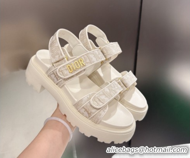 Most Popular Dior Dioract Platform Sandals in Oblique Embroidered Cotton Grey 2026 60302122