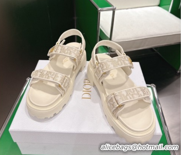 Most Popular Dior Dioract Platform Sandals in Oblique Embroidered Cotton Grey 2026 60302122