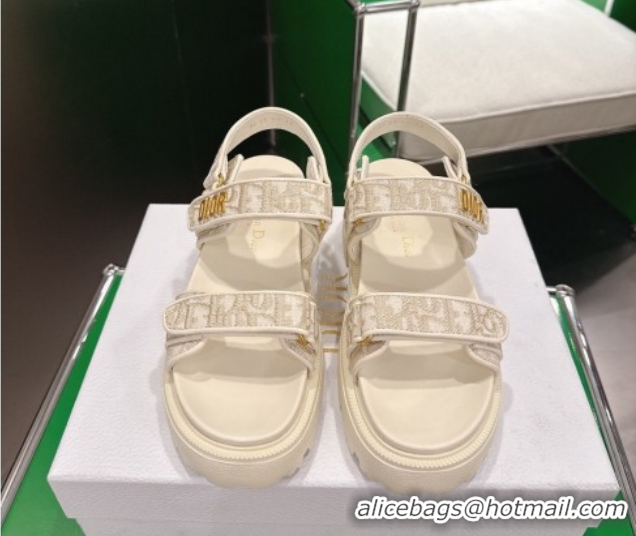 Most Popular Dior Dioract Platform Sandals in Oblique Embroidered Cotton Grey 2026 60302122