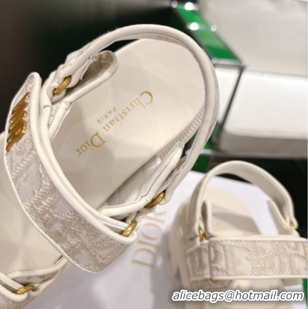 Most Popular Dior Dioract Platform Sandals in Oblique Embroidered Cotton Grey 2026 60302122