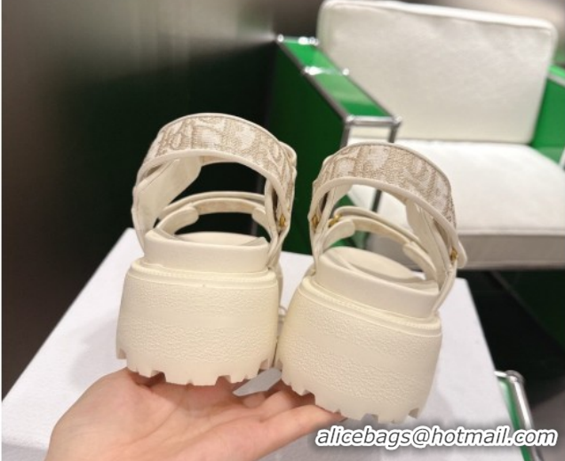 Most Popular Dior Dioract Platform Sandals in Oblique Embroidered Cotton Grey 2026 60302122