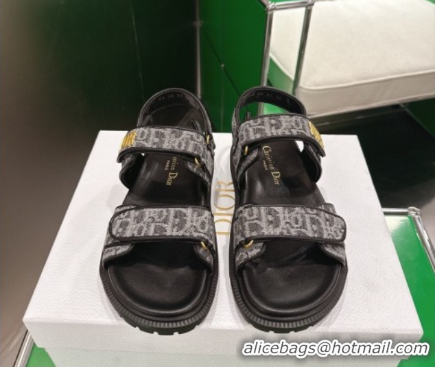 Purchase Dior Dioract Flat Sandals in Oblique Embroidered Denim Black 2026 60302123