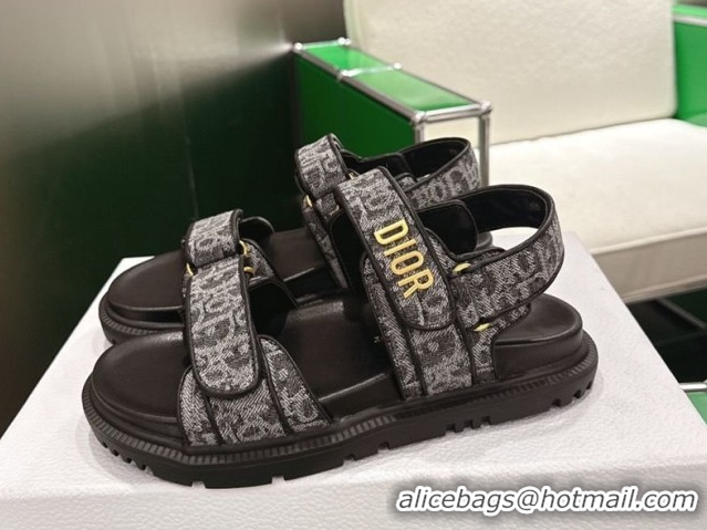 Purchase Dior Dioract Flat Sandals in Oblique Embroidered Denim Black 2026 60302123