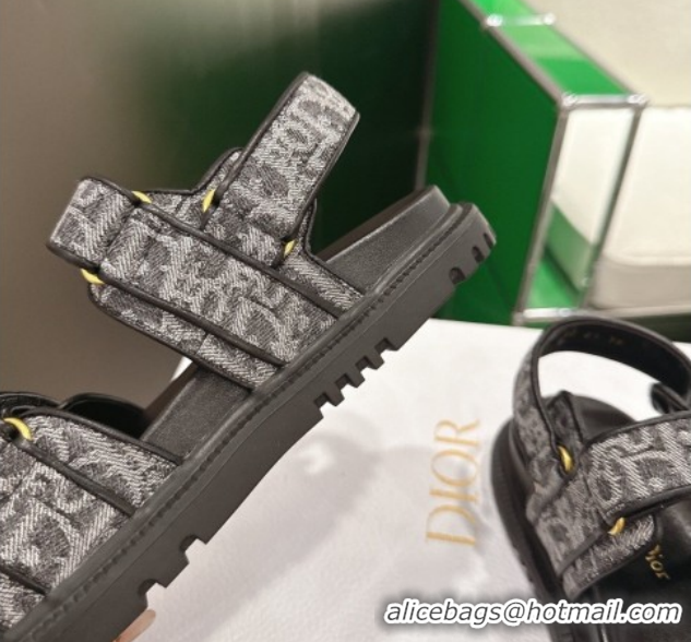 Purchase Dior Dioract Flat Sandals in Oblique Embroidered Denim Black 2026 60302123