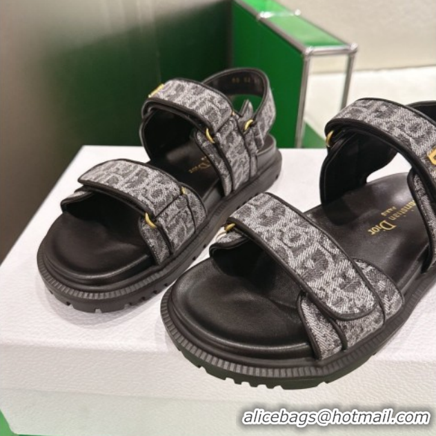 Purchase Dior Dioract Flat Sandals in Oblique Embroidered Denim Black 2026 60302123