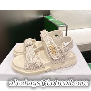 Low Cost Dior Dioract Flat Sandals in Oblique Embroidered Cotton White 2026 60302124