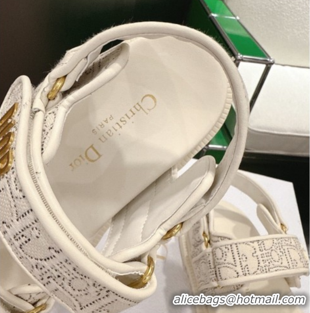 Low Cost Dior Dioract Flat Sandals in Oblique Embroidered Cotton White 2026 60302124