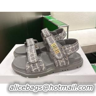 Low Price Dior Dioract Flat Sandals in Grey Tweed 2026 0302125