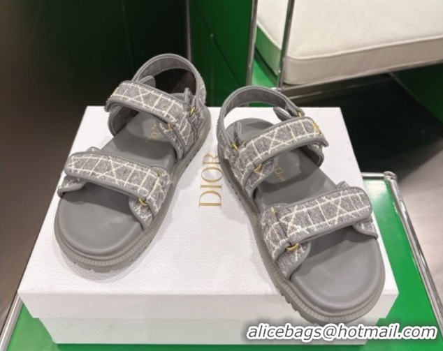 Low Price Dior Dioract Flat Sandals in Grey Tweed 2026 0302125