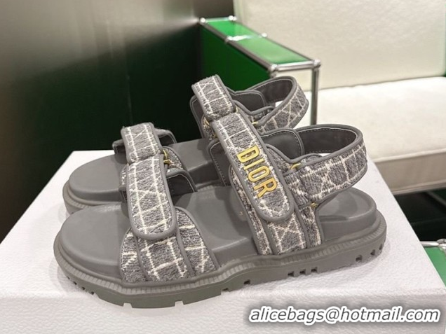 Low Price Dior Dioract Flat Sandals in Grey Tweed 2026 0302125