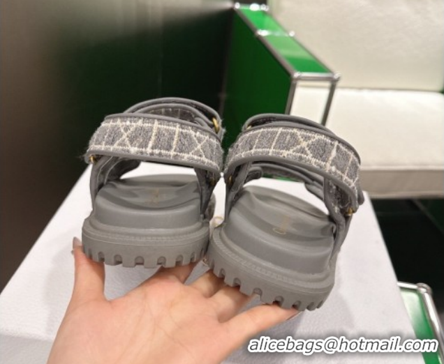Low Price Dior Dioract Flat Sandals in Grey Tweed 2026 0302125
