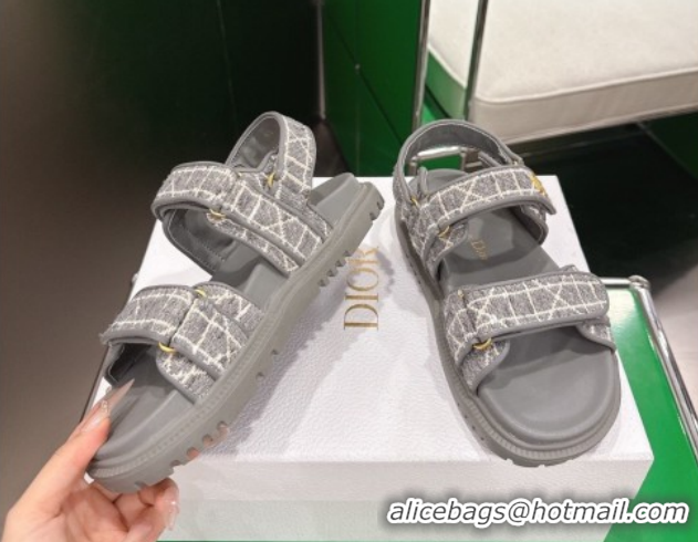 Low Price Dior Dioract Flat Sandals in Grey Tweed 2026 0302125