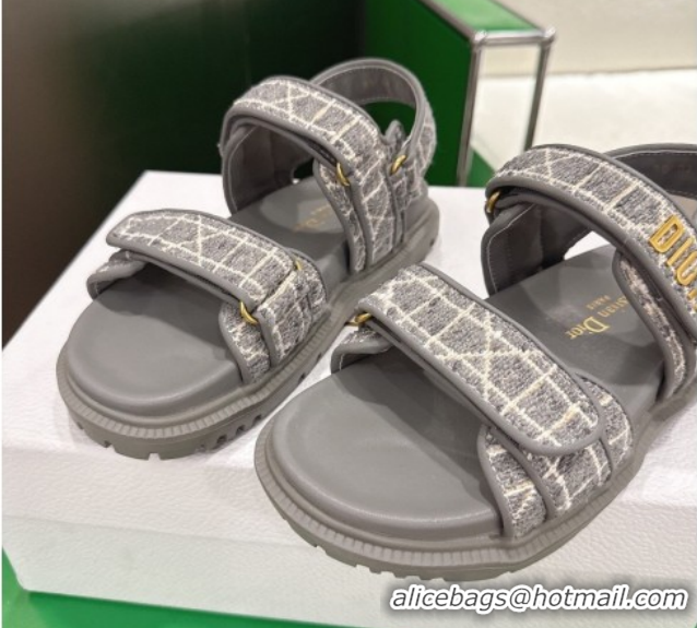 Low Price Dior Dioract Flat Sandals in Grey Tweed 2026 0302125