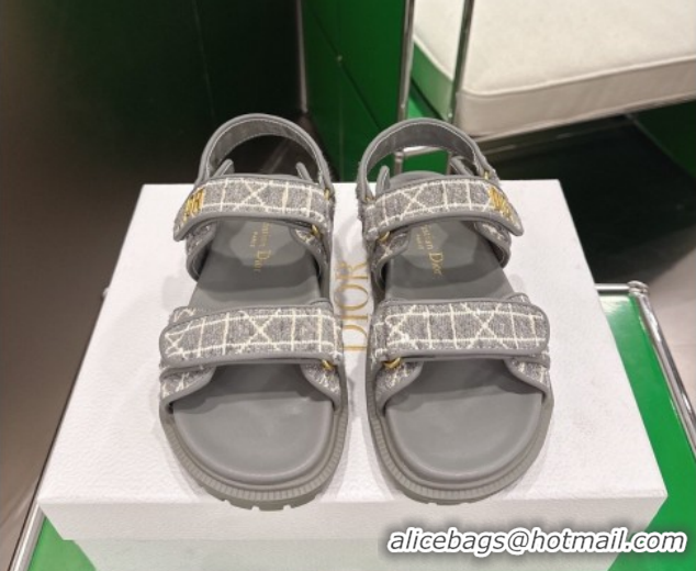 Low Price Dior Dioract Flat Sandals in Grey Tweed 2026 0302125