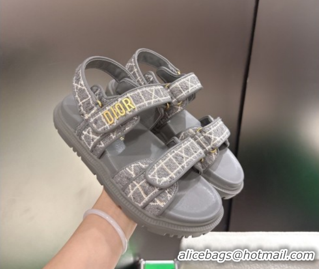 Low Price Dior Dioract Flat Sandals in Grey Tweed 2026 0302125