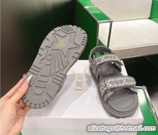Low Price Dior Dioract Flat Sandals in Grey Tweed 2026 0302125