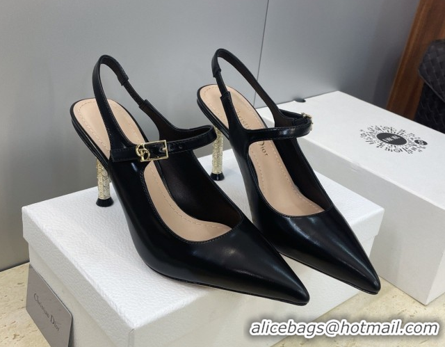 Perfect Dior Icon Slingbacks Pump 8cm in Crinkled Patent Calfskin Leather Black 2026 0302127
